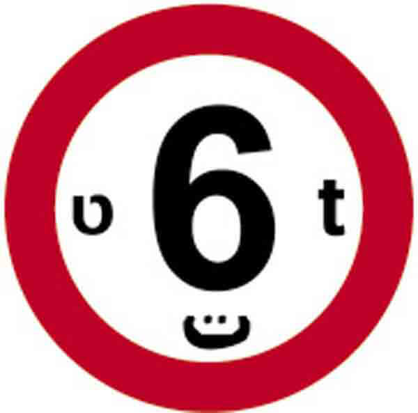 תמרור 415: אסורה הכניסה לכל רכב שמשקלו הכללי המותר, עולה על הרשום בתמרור.